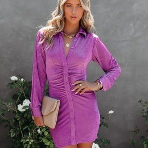 VICI Neverworn New Size Small Ruched Magenta Dress